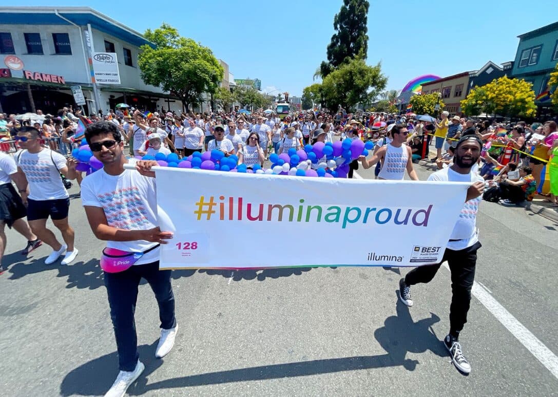 Illumina employees attending a Pride celebration