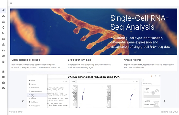 Illumina Connected Analytics - Interactive analysis for a single-cell RNA workflow